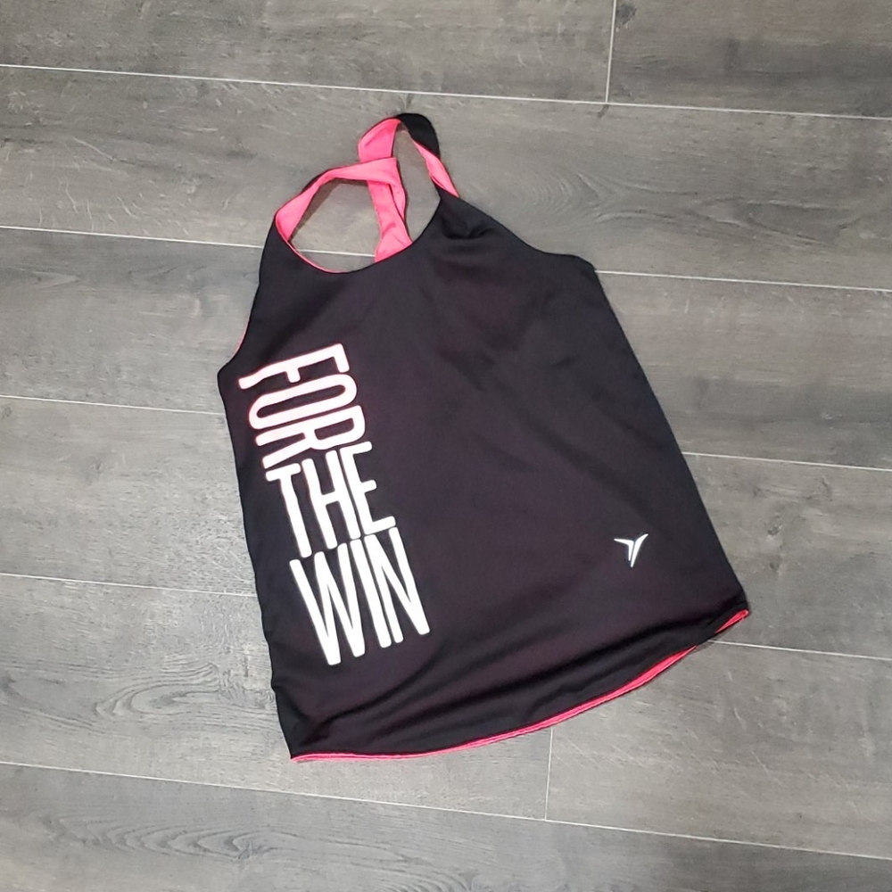 Black and pink workout tank